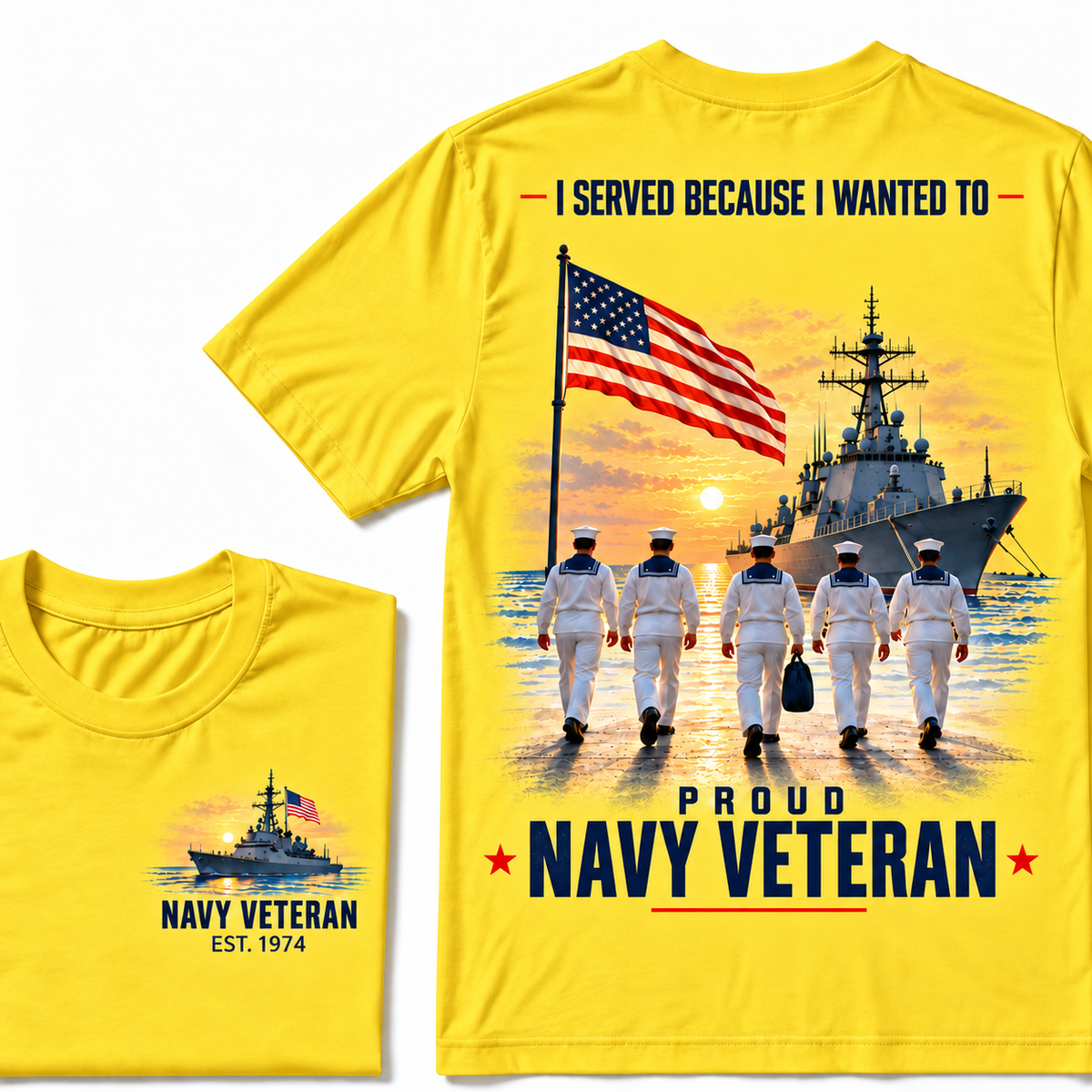 I Served Because I Wanted To Proud Navy Veteran Custom Your Birth Year T-shirt