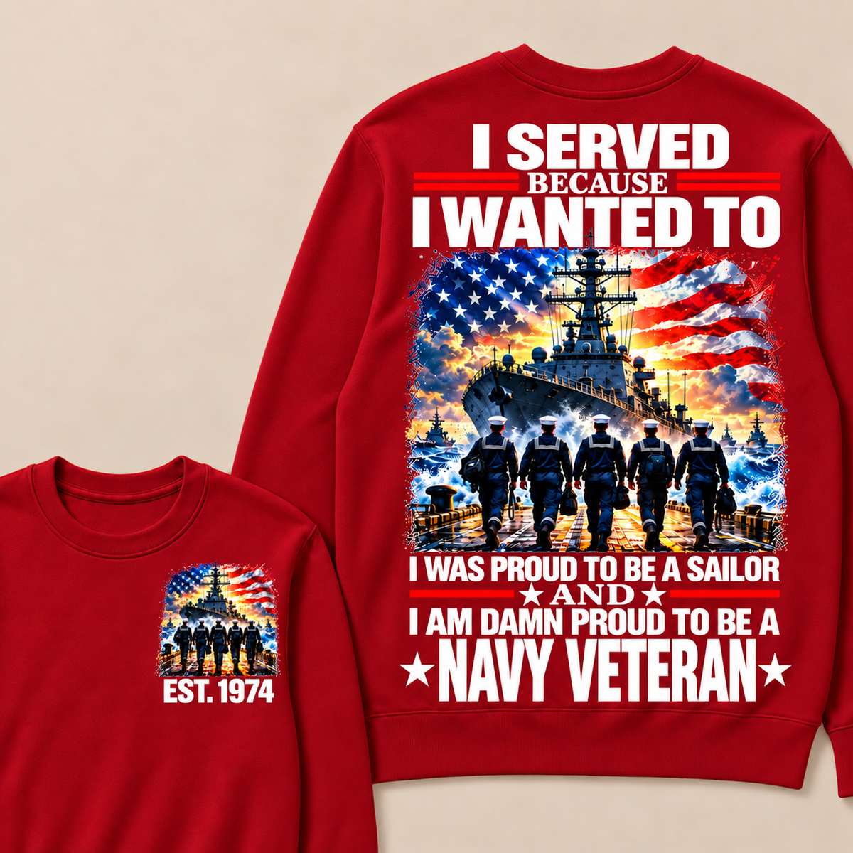 I Served Because I Wanted To I Was Proud To Be A Sailor And I Am Damn Proud To Be A Navy Veteran Custom Year Sweatshirt