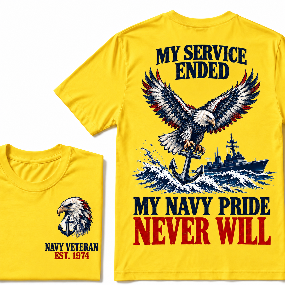 My Service Ended My Navy Pride Never Will Custom Your Birth Year T-shirt