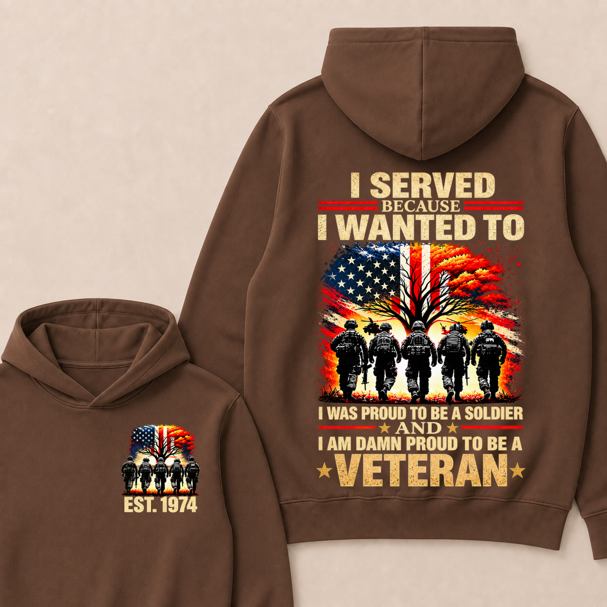 I Served Because I Wanted To I Was Proud To Be A Soldier And I Am Damn Proud To Be A Veteran Est. Year Hoodie