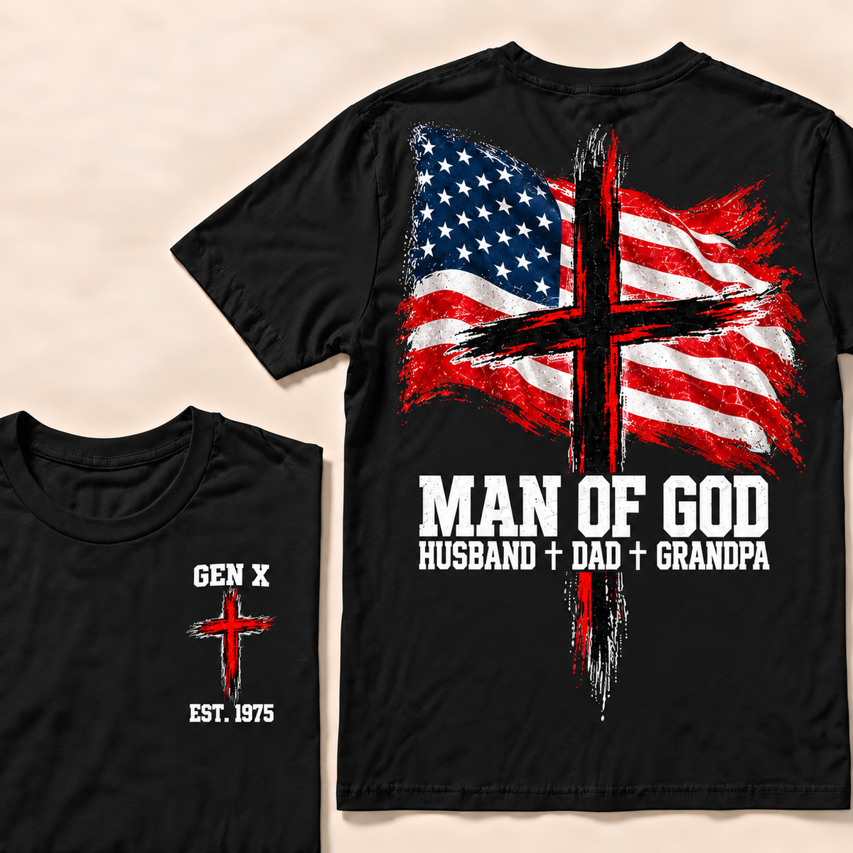 Man Of God Husband Dad Grandpa Custom Year T-shirt