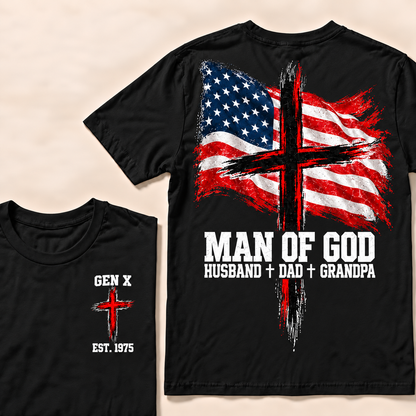 Man Of God Husband Dad Grandpa Custom Year T-shirt