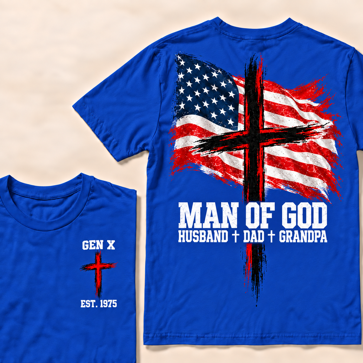 Man Of God Husband Dad Grandpa Custom Year T-shirt