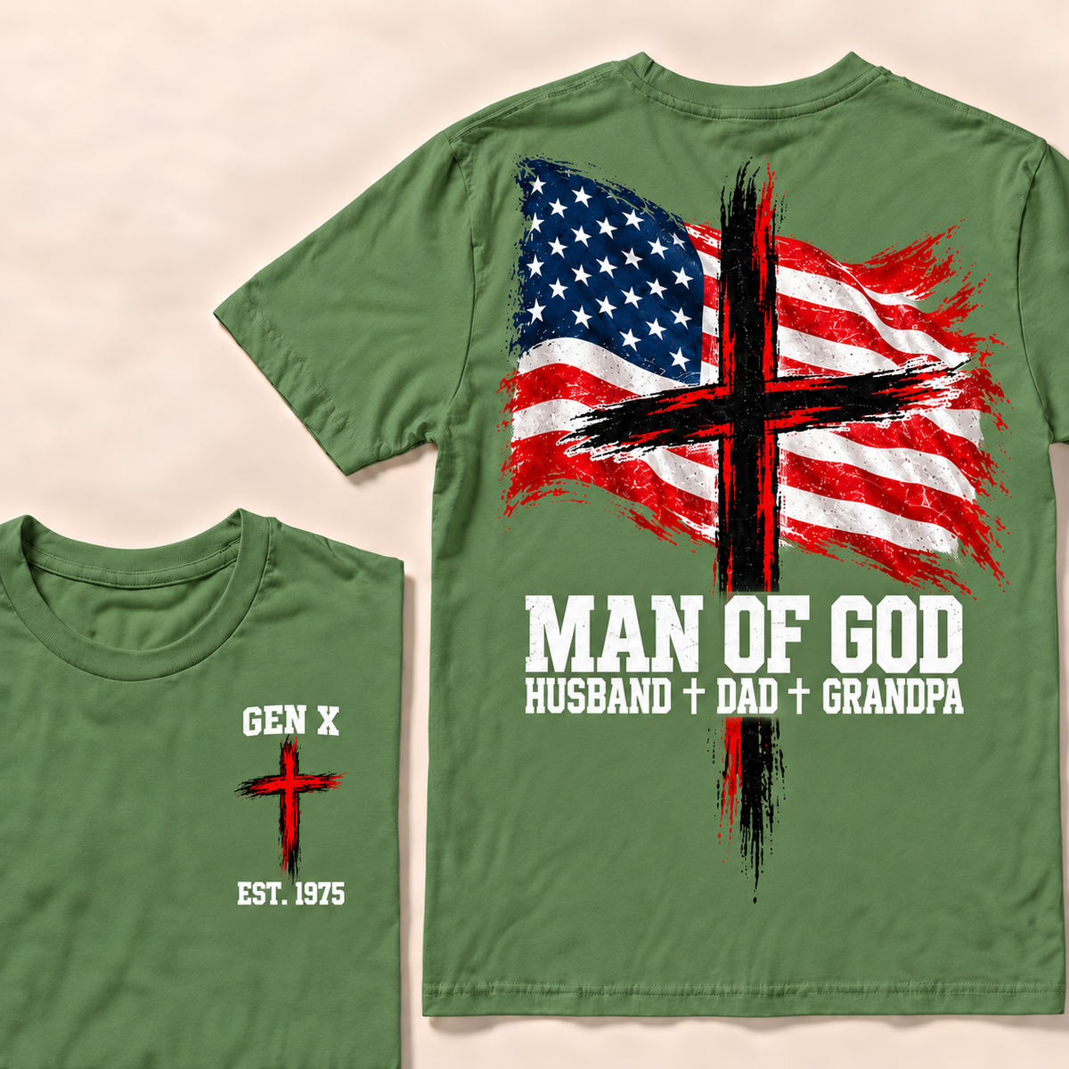Man Of God Husband Dad Grandpa Custom Year T-shirt