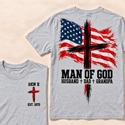 Man Of God Husband Dad Grandpa Custom Year T-shirt