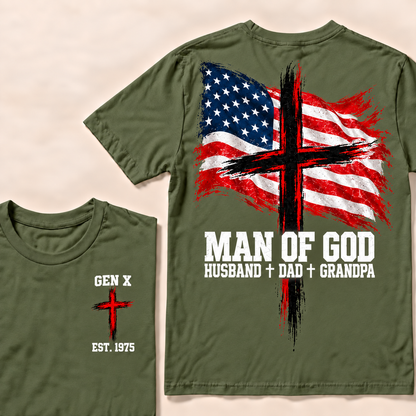 Man Of God Husband Dad Grandpa Custom Year T-shirt