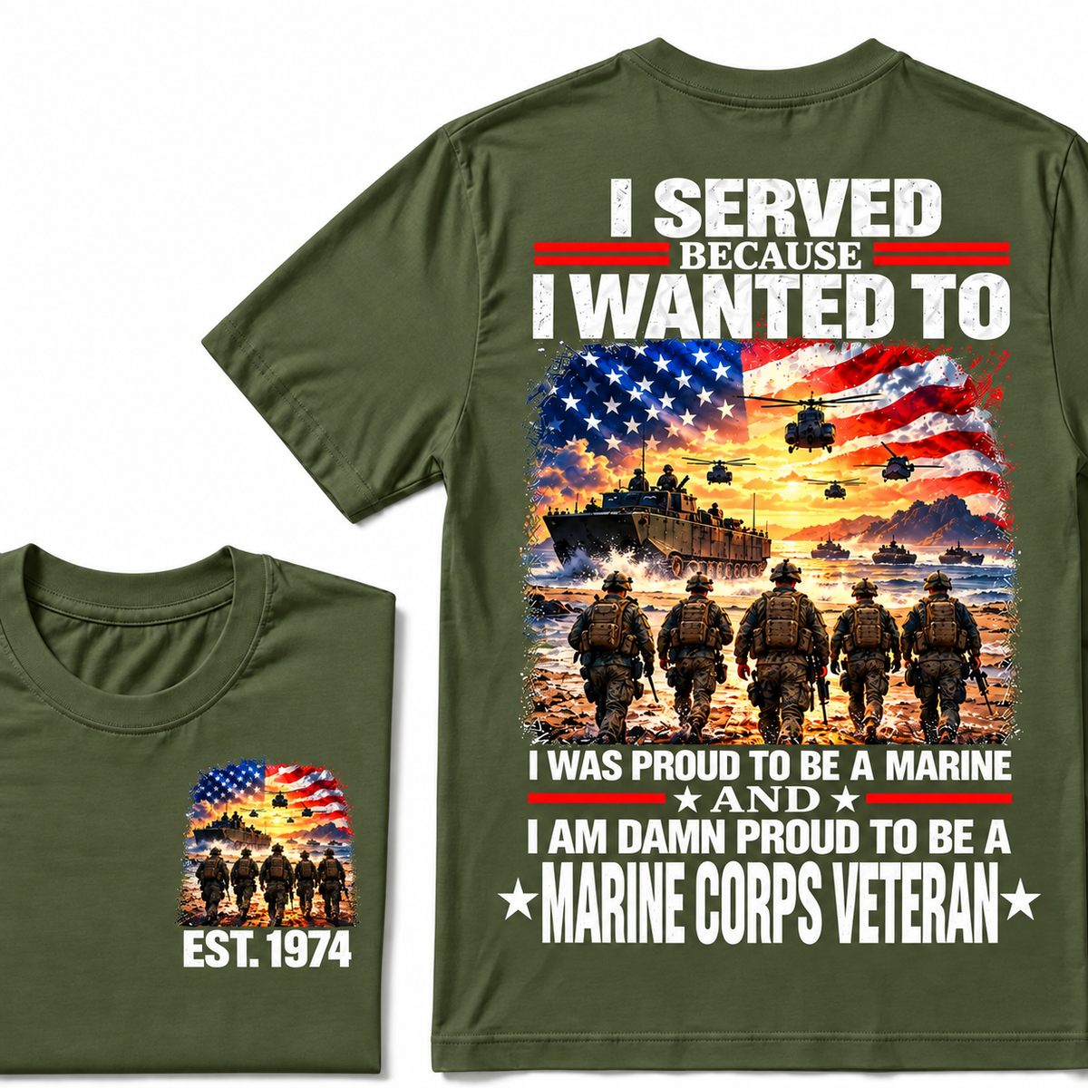 I Served Because I Wanted To I Was Proud To Be A Marine And I Am Damn Proud To Be A Marine Corps Veteran Custom Year T-shirt