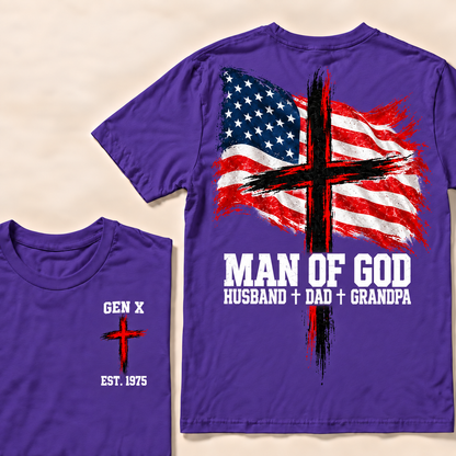 Man Of God Husband Dad Grandpa Custom Year T-shirt