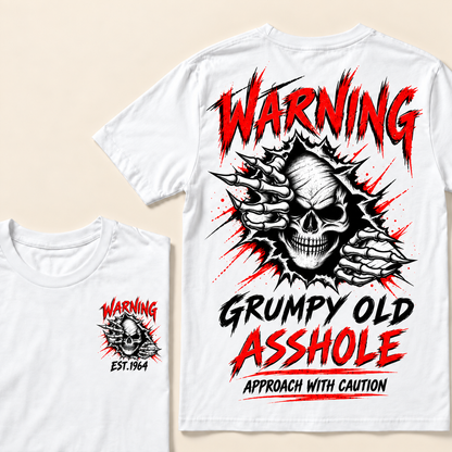 Warning Grumpy Old Asshole Approach With Caution Custom Year T-shirt
