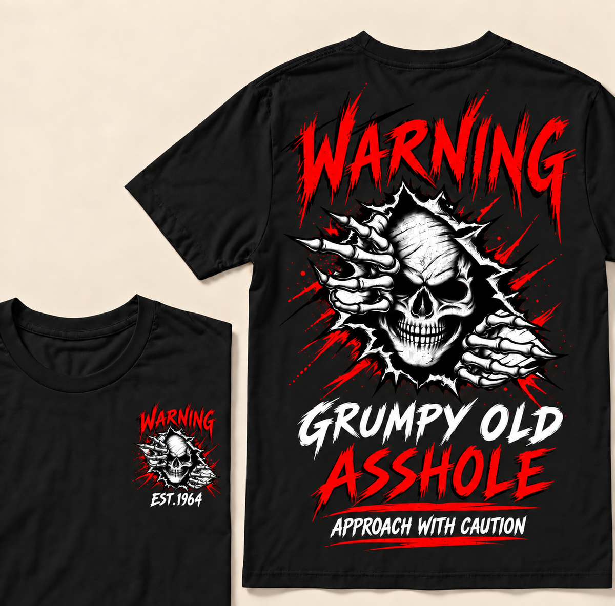 Warning Grumpy Old Asshole Approach With Caution Custom Year T-shirt