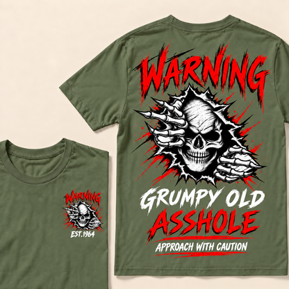 Warning Grumpy Old Asshole Approach With Caution Custom Year T-shirt