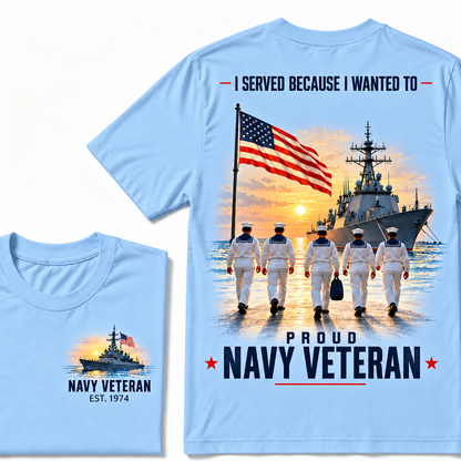 I Served Because I Wanted To Proud Navy Veteran Custom Your Birth Year T-shirt
