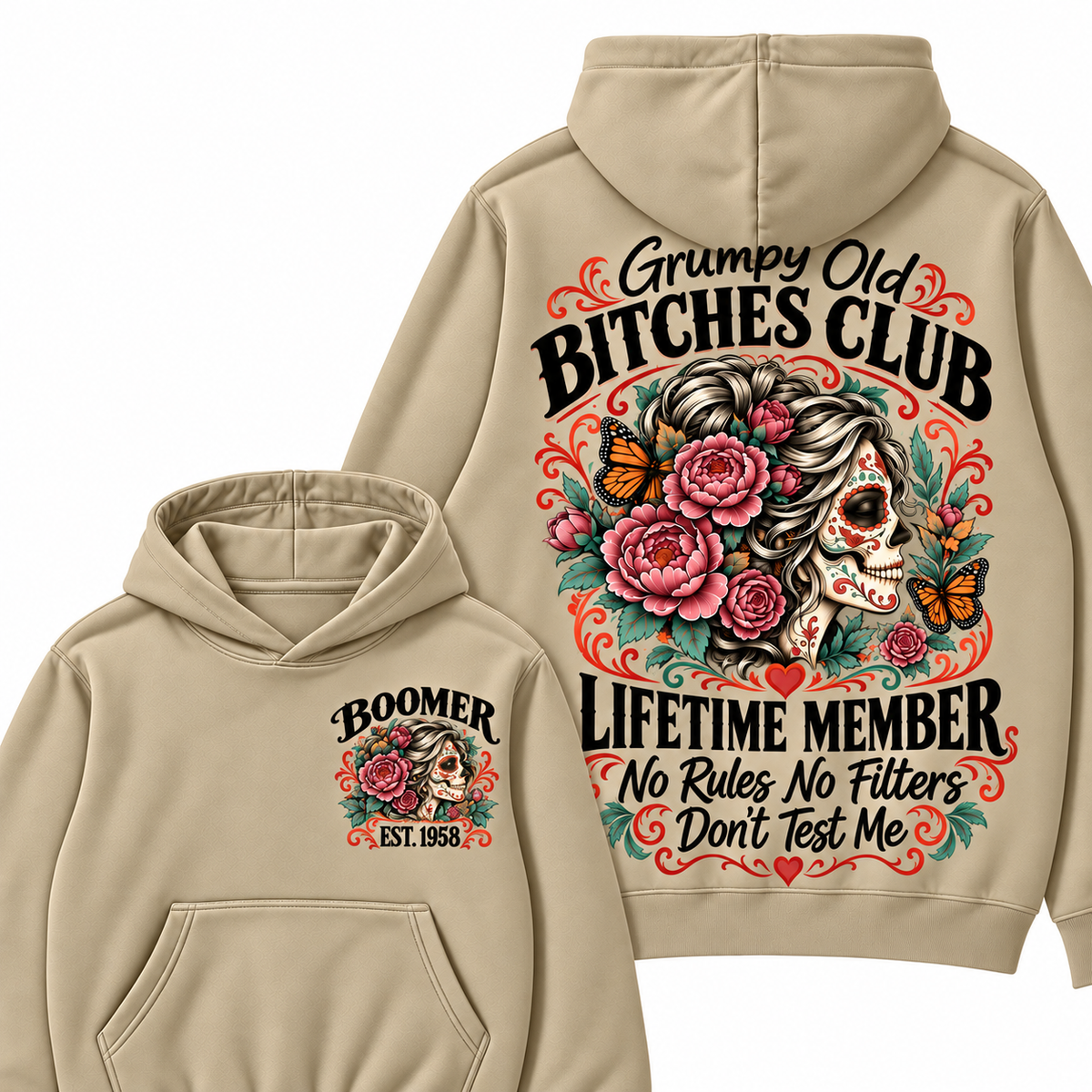 Custom Your Year Grumpy Old Bitches Club Lifetime Member Don't Try Me Hoodies
