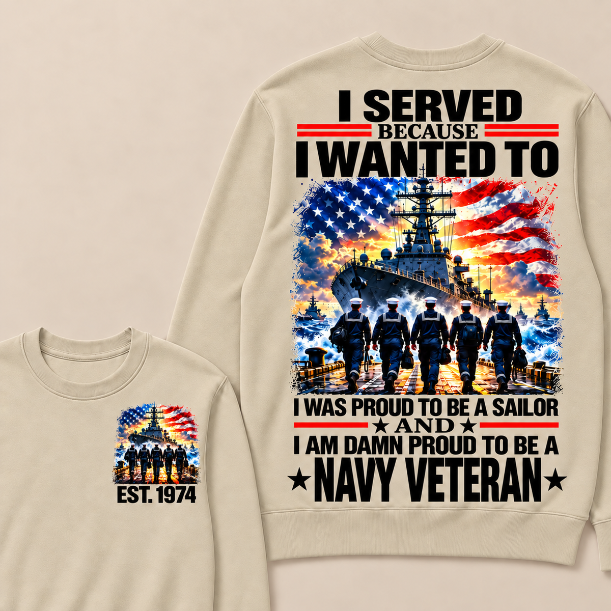 I Served Because I Wanted To I Was Proud To Be A Sailor And I Am Damn Proud To Be A Navy Veteran Custom Year Sweatshirt