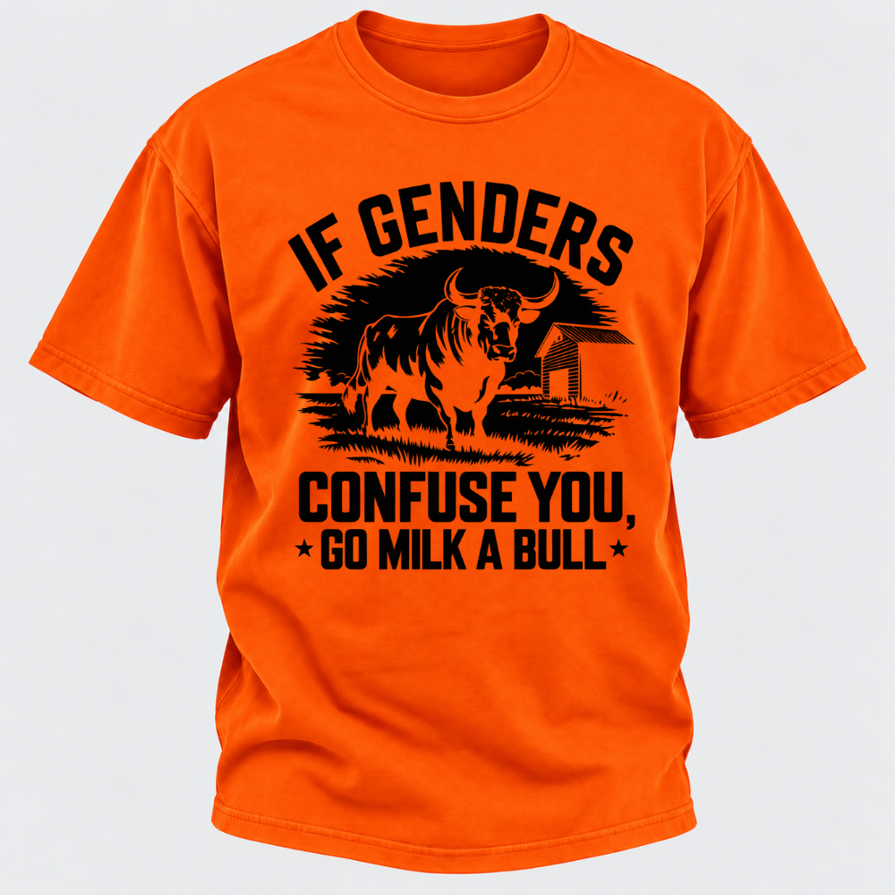 If Genders Confuse You Go Milk A Bull Vintage Farm Bull Graphic T-Shirt