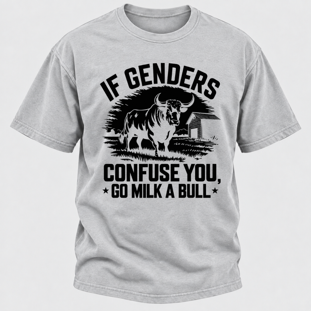If Genders Confuse You Go Milk A Bull Vintage Farm Bull Graphic T-Shirt