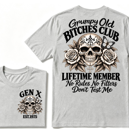 Grumpy Old Club Lifetime Member Gen X EST.Year No Rules No Filters Attitude Graphic Tee