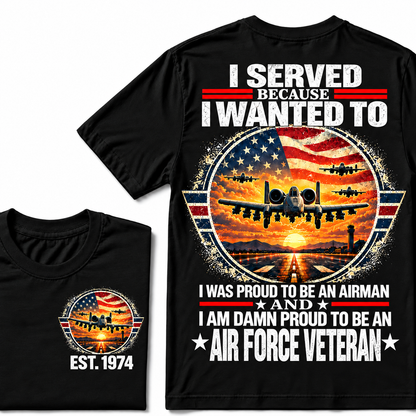 I Served Because I Wanted To I Was Proud To Be An Airman And I Am Damn Proud To Be An Air Force Veteran Custom Your Birth Year Hoodies