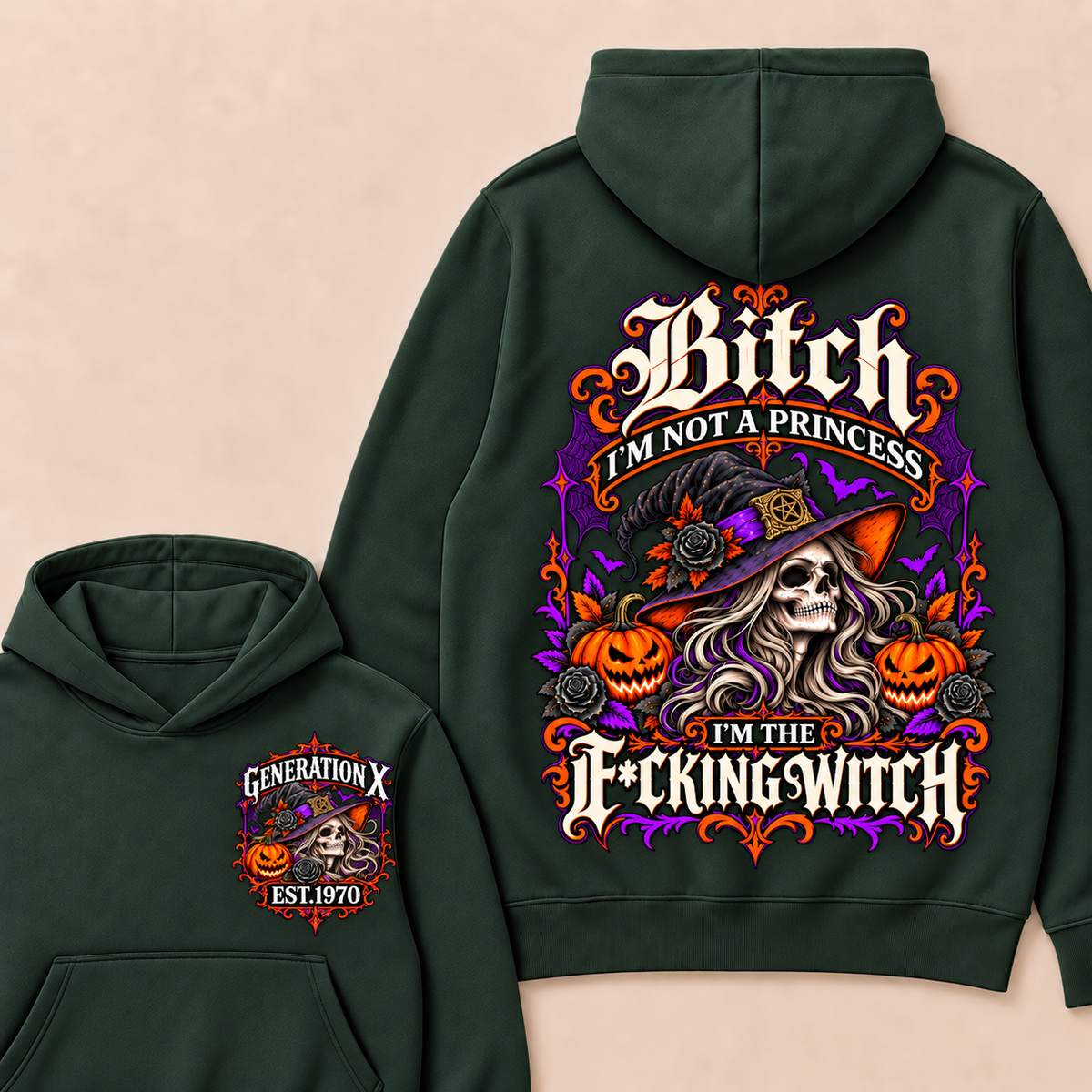 Gen X Witch Queen Custom Birth Year Halloween T-Shirt & Hoodie