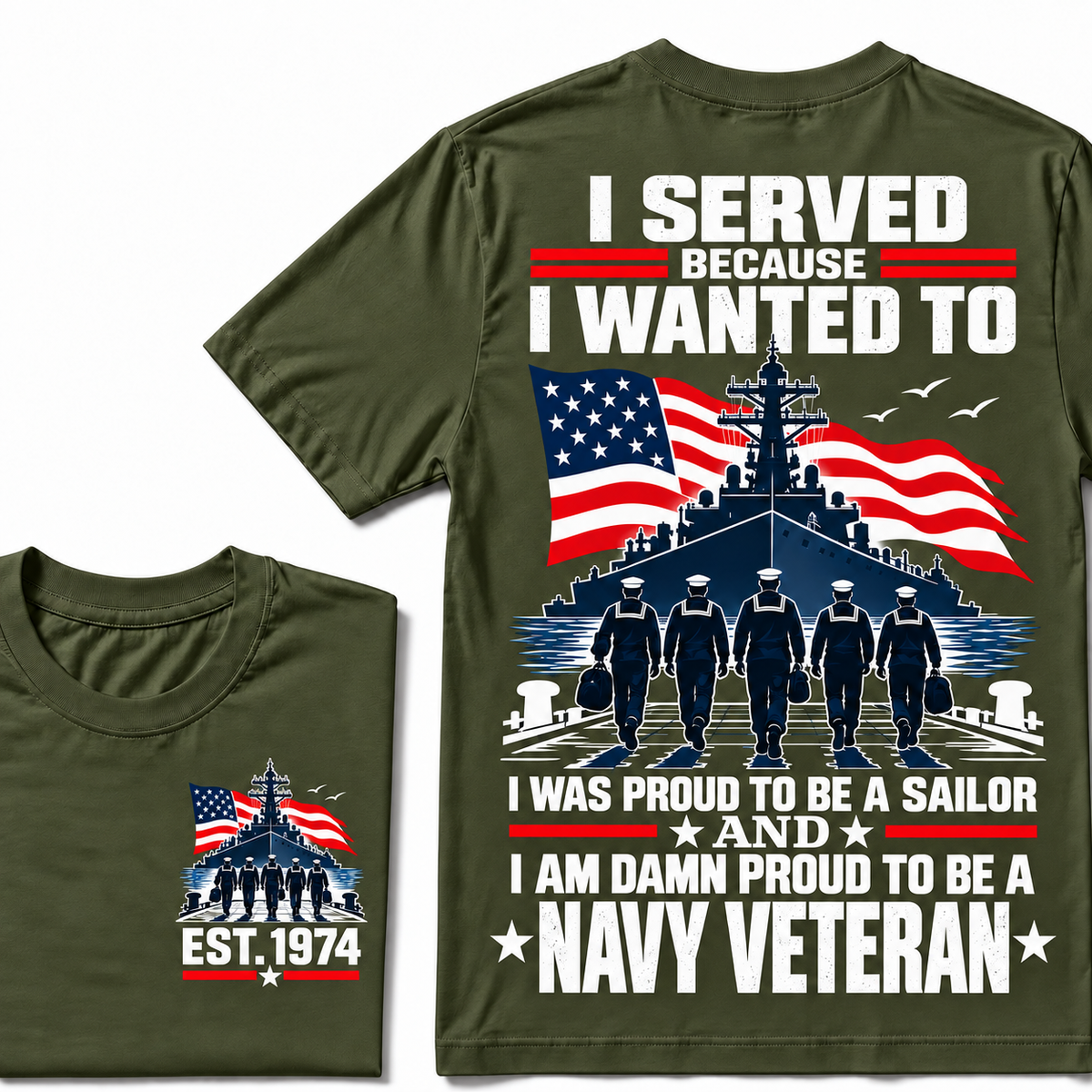 I Served Because I Wanted To I Was Proud To Be A Sailor And I Am Damn Proud To Be A Navy Veteran Custom Year T-shirt