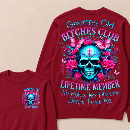 Grumpy Old Bitches Club Lifetime Member No Rules No Filters Don't Test Me Custom Year Crewneck