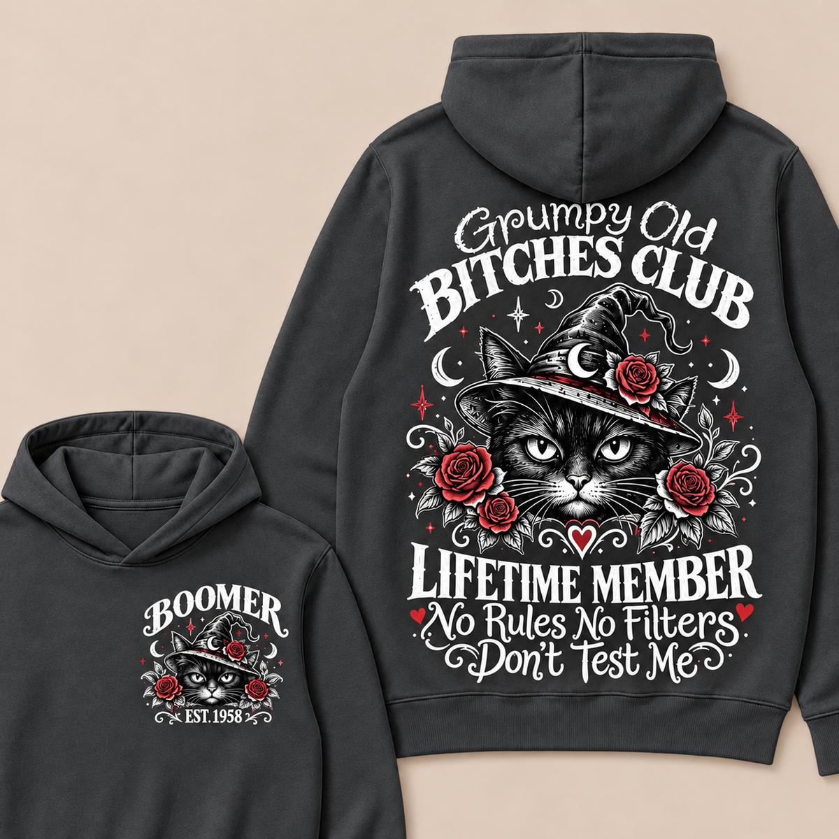 Custom Your Year Grumpy Old Bitches Club Lifetime Member Don't Try Me Hoodie