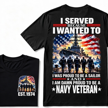 I Served Because I Wanted To I Was Proud To Be A Sailor And I Am Damn Proud To Be A Navy Veteran Custom Year T-shirt