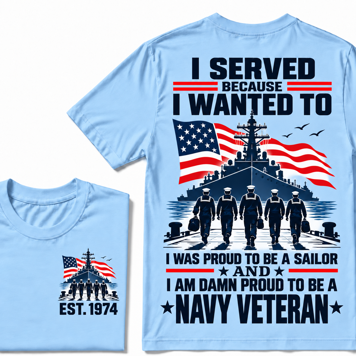 I Served Because I Wanted To I Was Proud To Be A Sailor And I Am Damn Proud To Be A Navy Veteran Custom Year T-shirt