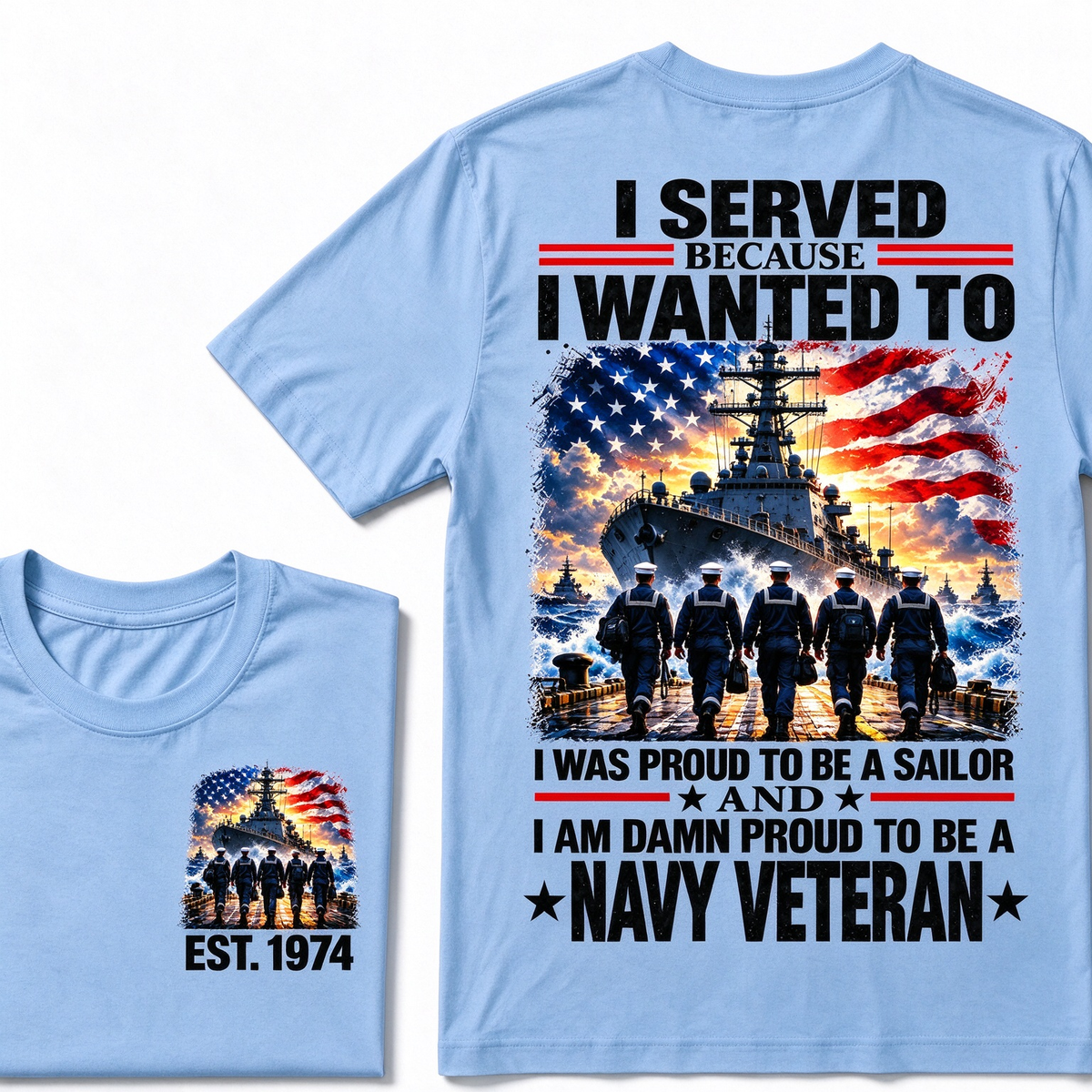 I Served Because I Wanted To I Was Proud To Be A Sailor And I Am Damn Proud To Be A Navy Veteran Custom Year T-shirt