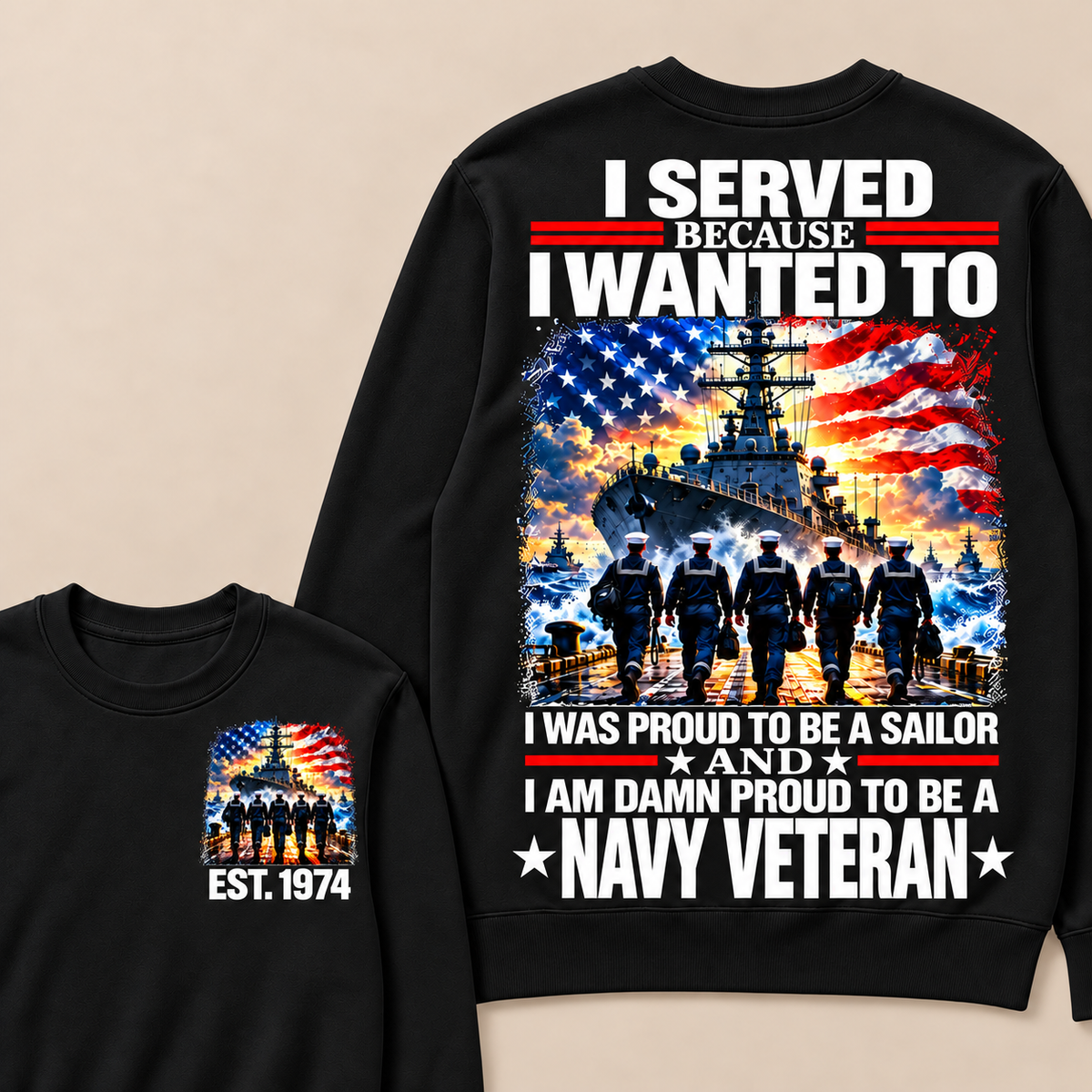 I Served Because I Wanted To I Was Proud To Be A Sailor And I Am Damn Proud To Be A Navy Veteran Custom Year Sweatshirt