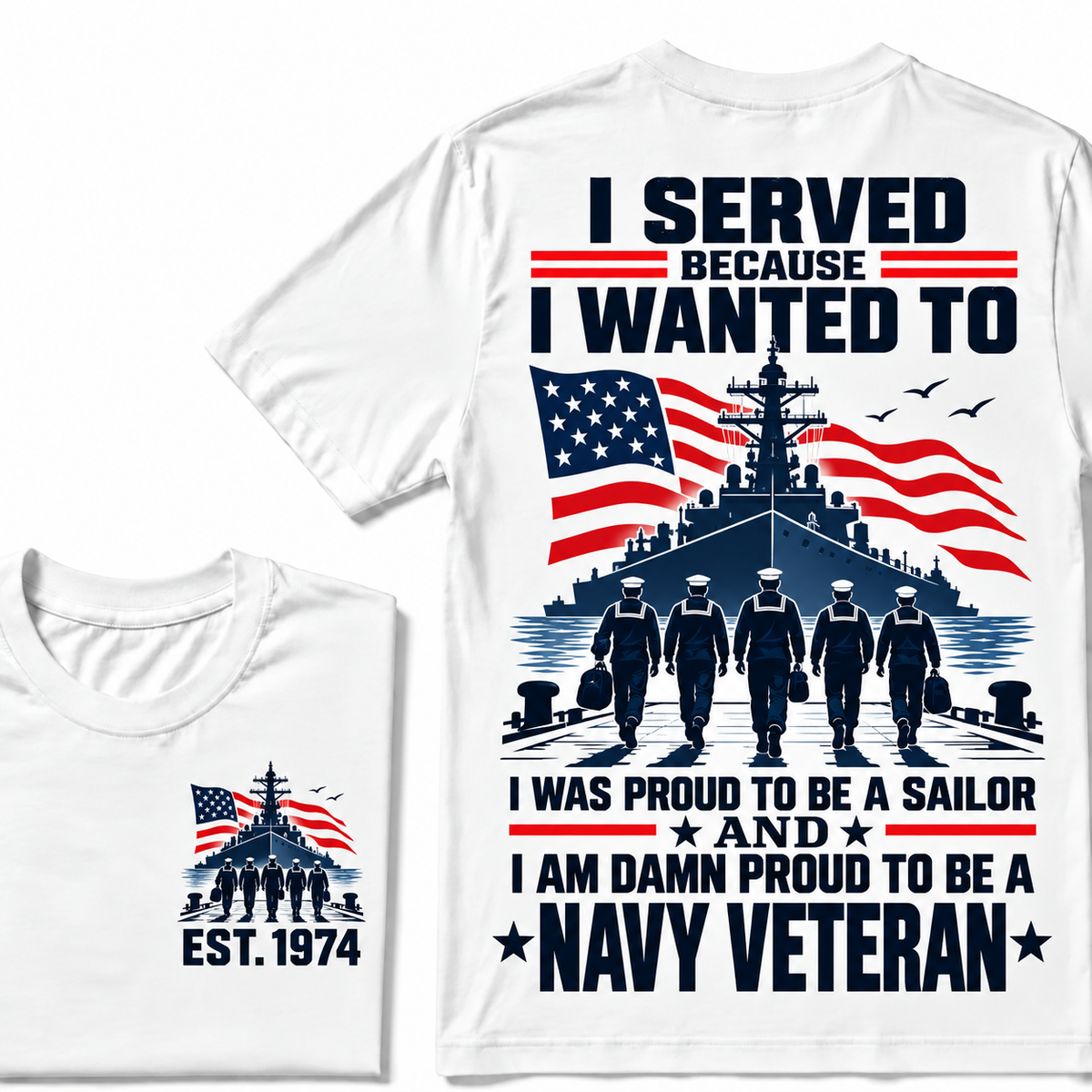 I Served Because I Wanted To I Was Proud To Be A Sailor And I Am Damn Proud To Be A Navy Veteran Custom Year T-shirt