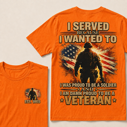 I Served Because I Wanted To I Was Proud To Be A Soldier And I Am Damn Proud To Be A Veteran Custom Year T-shirt