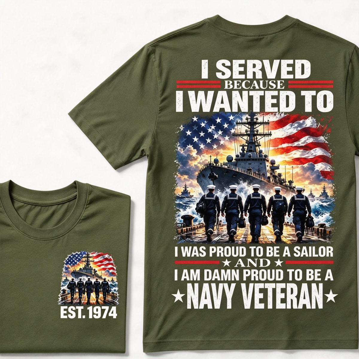 I Served Because I Wanted To I Was Proud To Be A Sailor And I Am Damn Proud To Be A Navy Veteran Custom Year T-shirt
