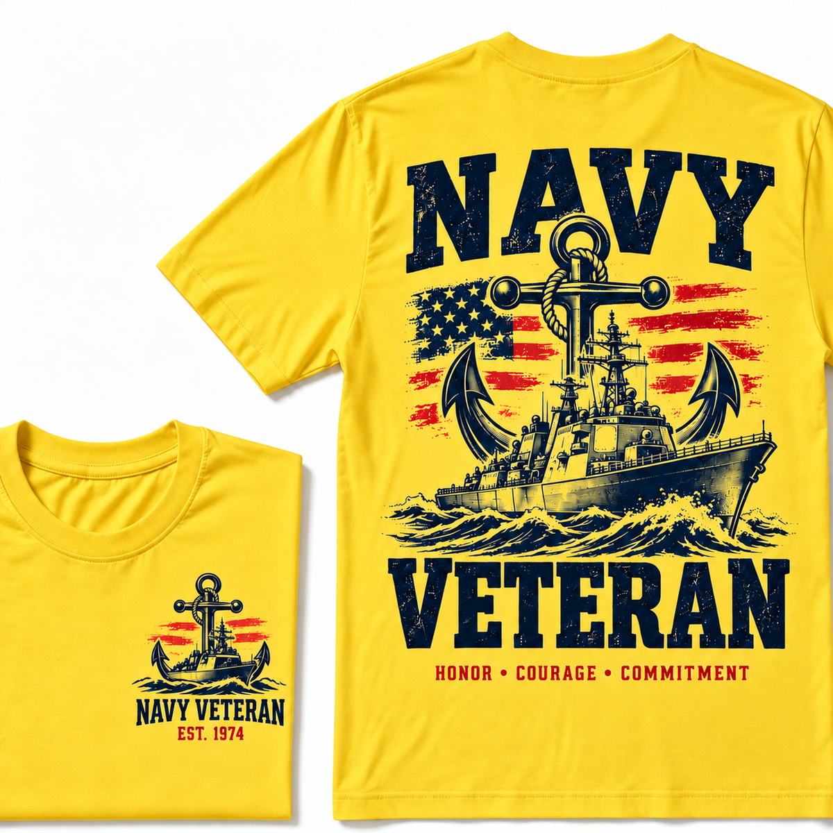 Navy Veteran Honor • Courage • Commitment Custom Year T-shirt