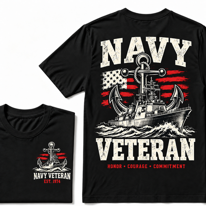 Navy Veteran Honor • Courage • Commitment Custom Year T-shirt