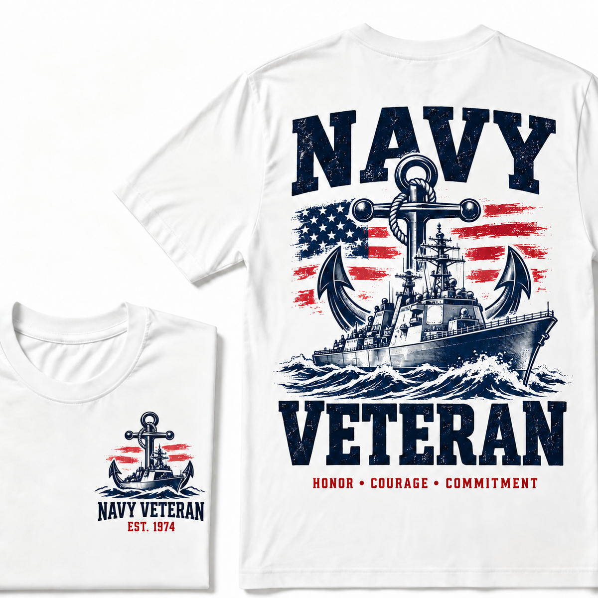 Navy Veteran Honor • Courage • Commitment Custom Year T-shirt
