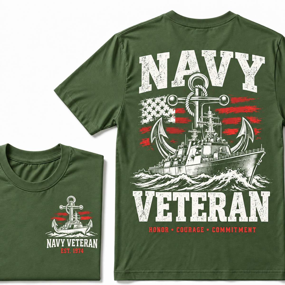 Navy Veteran Honor • Courage • Commitment Custom Year T-shirt