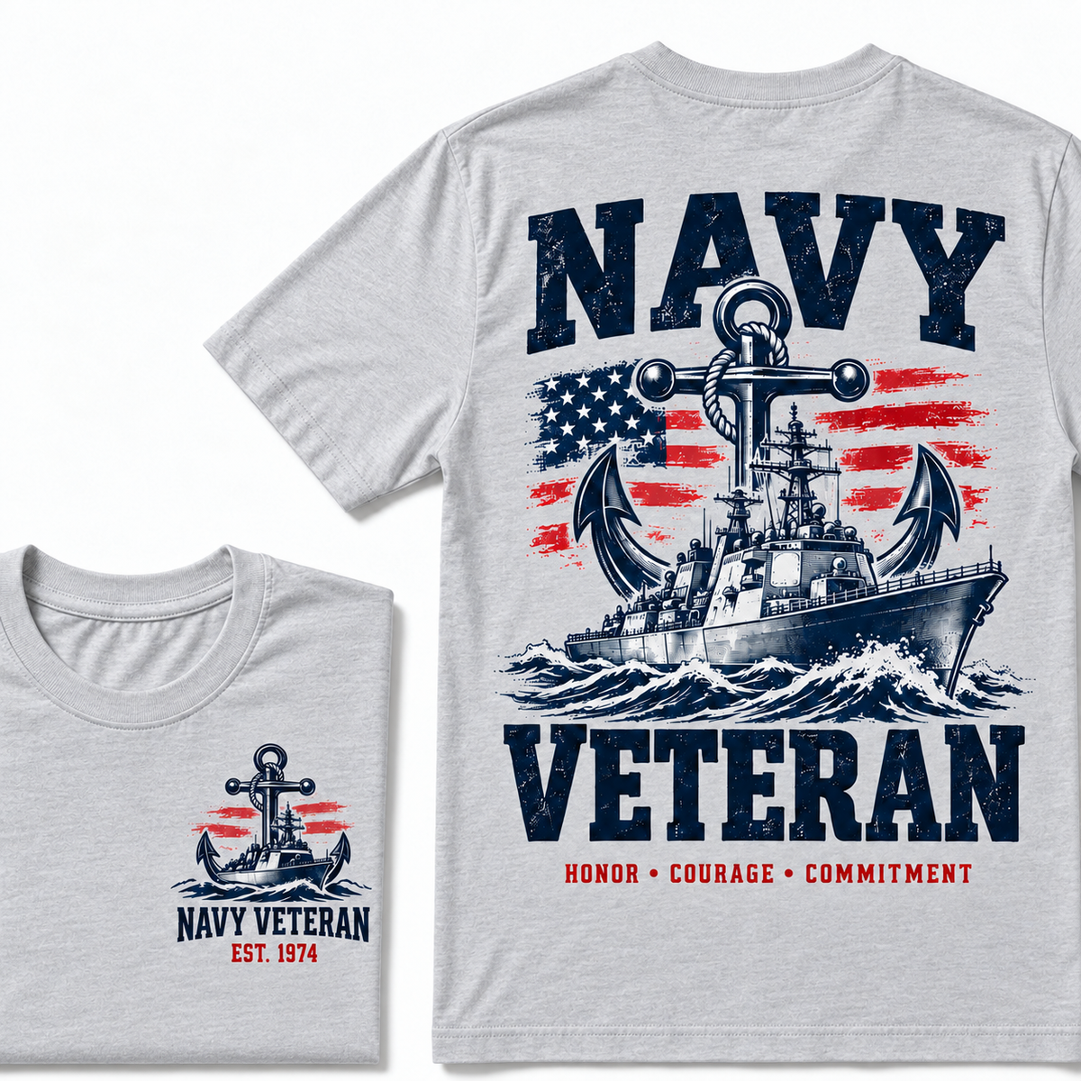 Navy Veteran Honor • Courage • Commitment Custom Year T-shirt