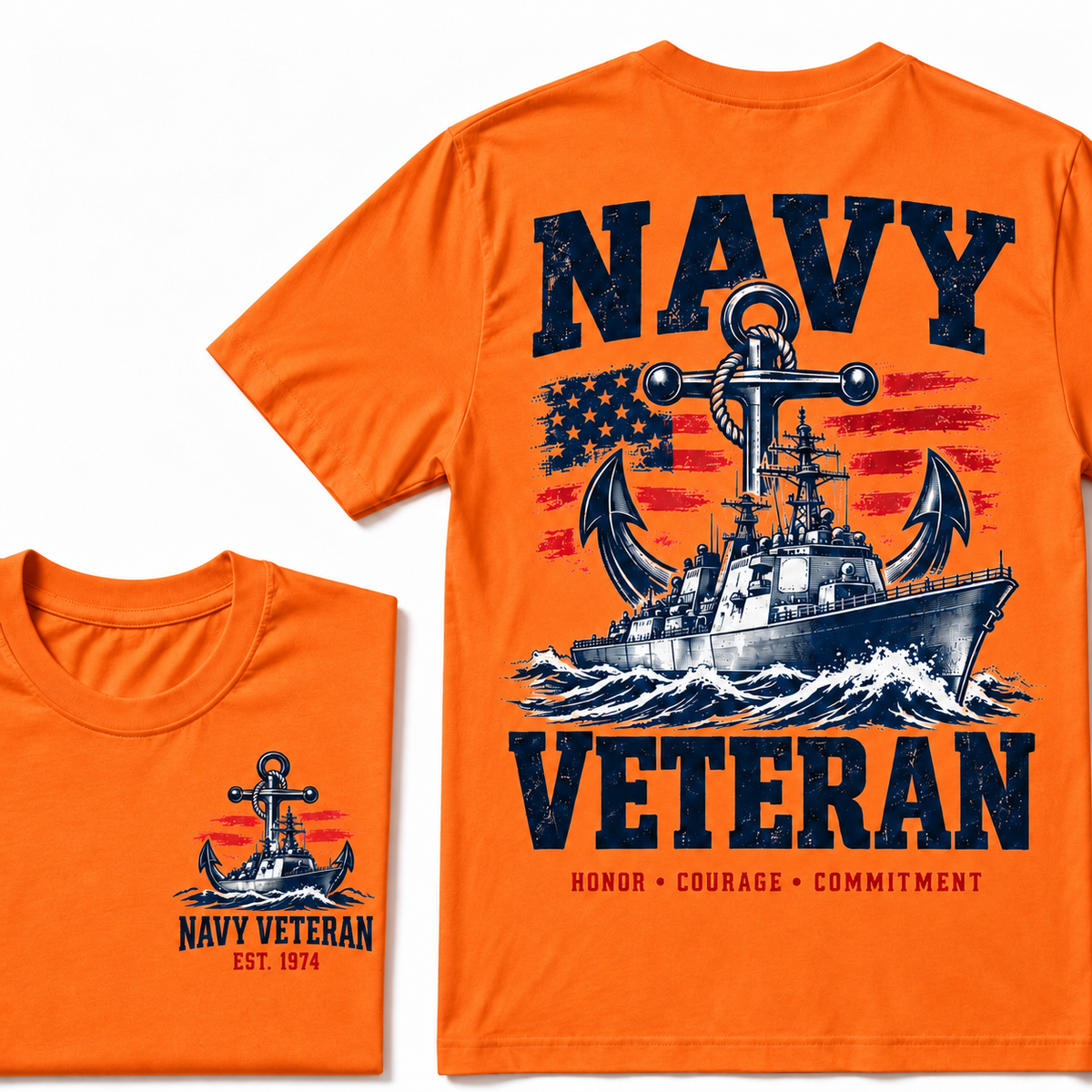 Navy Veteran Honor • Courage • Commitment Custom Year T-shirt