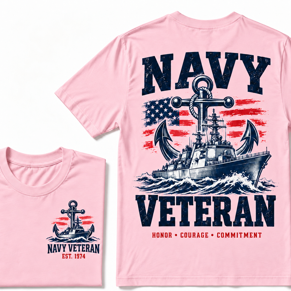 Navy Veteran Honor • Courage • Commitment Custom Year T-shirt