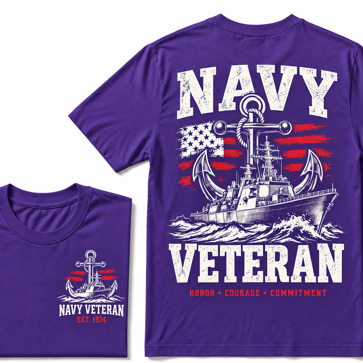 Navy Veteran Honor • Courage • Commitment Custom Year T-shirt