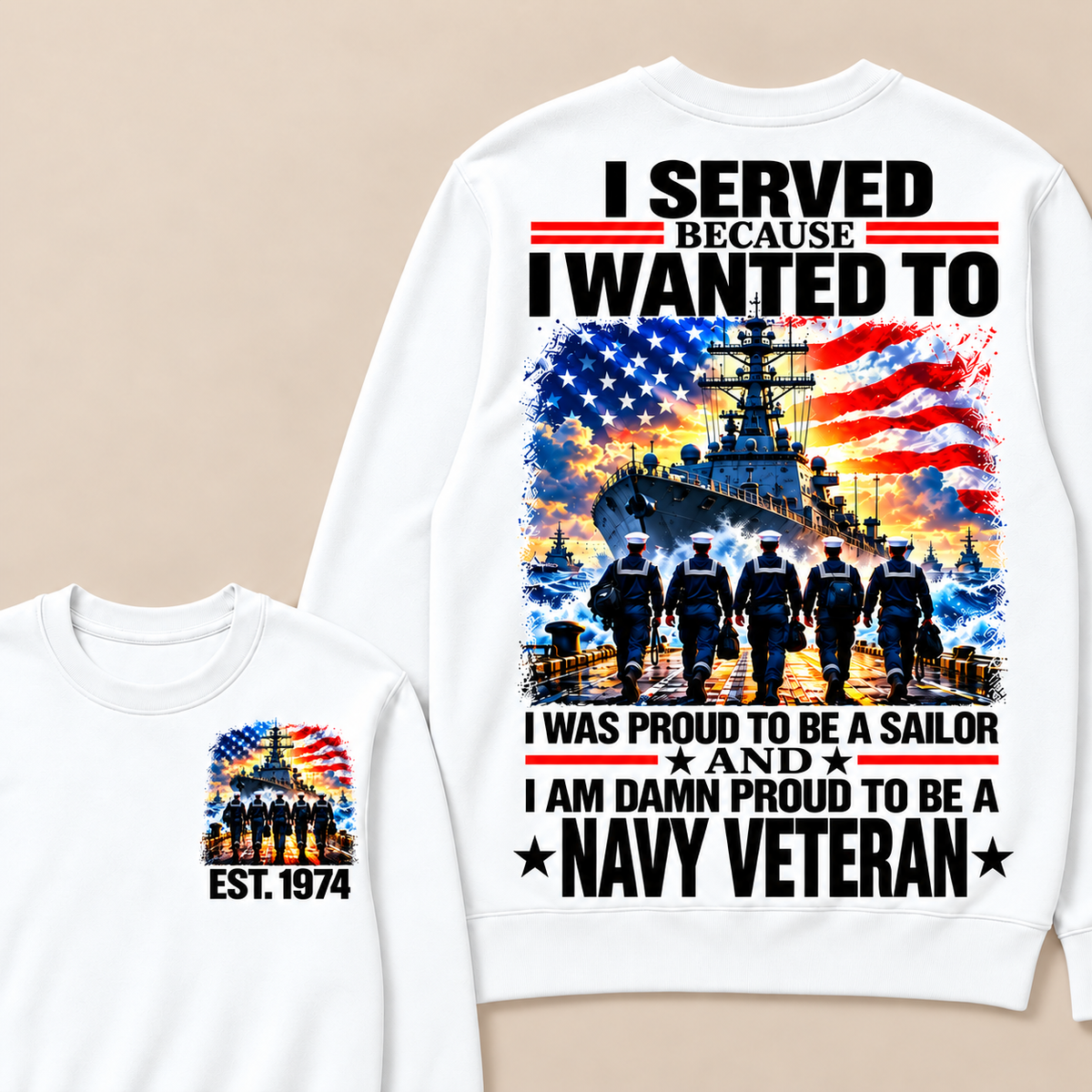 I Served Because I Wanted To I Was Proud To Be A Sailor And I Am Damn Proud To Be A Navy Veteran Custom Year Sweatshirt
