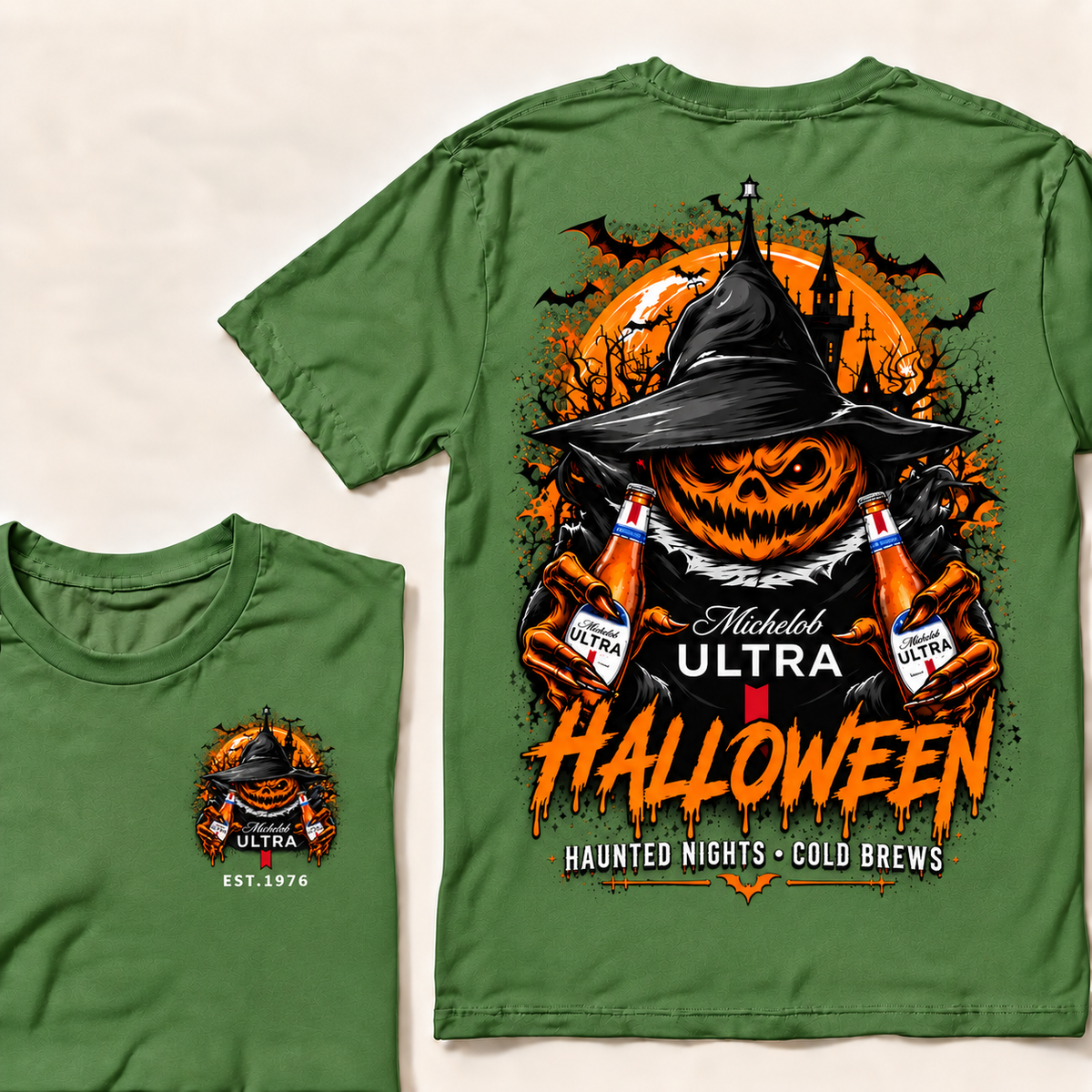 Michelob Ultra Halloween — Haunted Nights & Cold Brews Pumpkin Tee