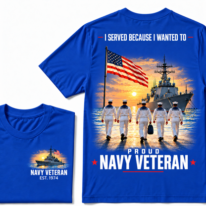 I Served Because I Wanted To Proud Navy Veteran Custom Your Birth Year T-shirt