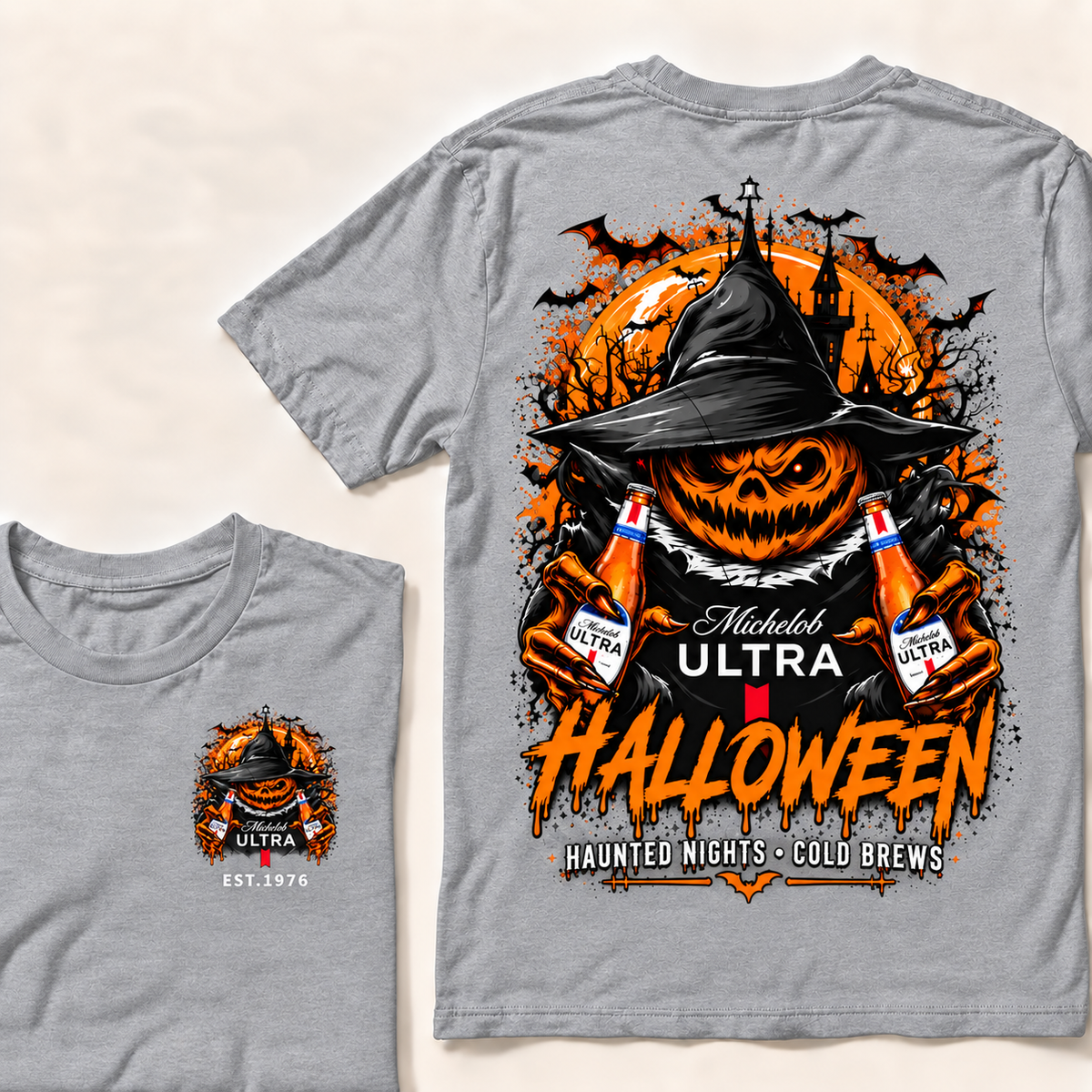 Michelob Ultra Halloween — Haunted Nights & Cold Brews Pumpkin Tee