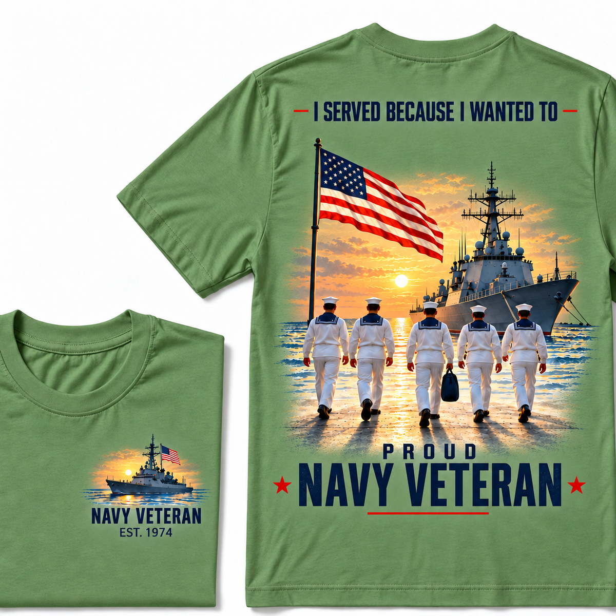 I Served Because I Wanted To Proud Navy Veteran Custom Your Birth Year T-shirt