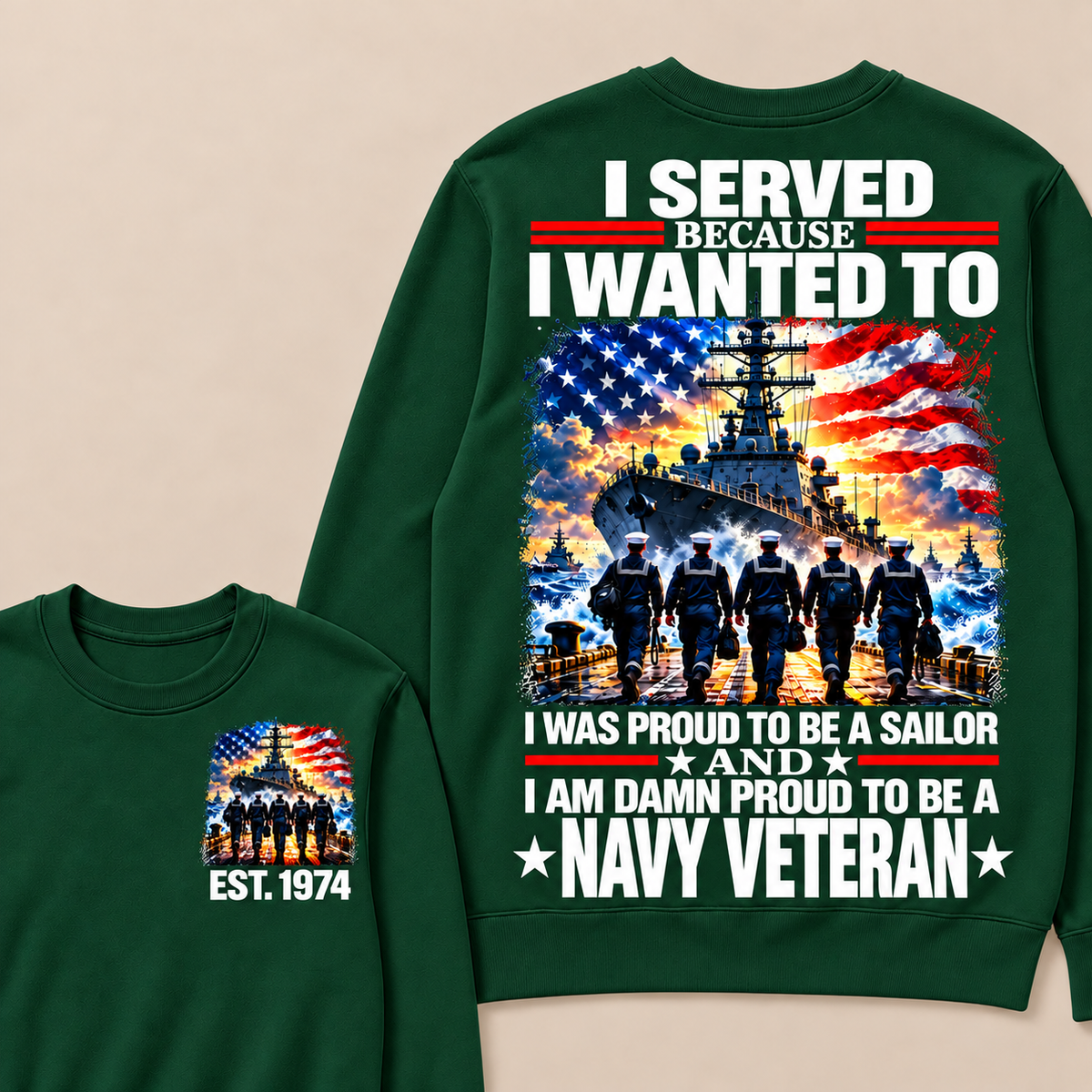 I Served Because I Wanted To I Was Proud To Be A Sailor And I Am Damn Proud To Be A Navy Veteran Custom Year Sweatshirt