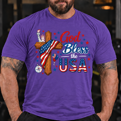 God Bless the USA Patriotic Cross Shirt T-Shirt