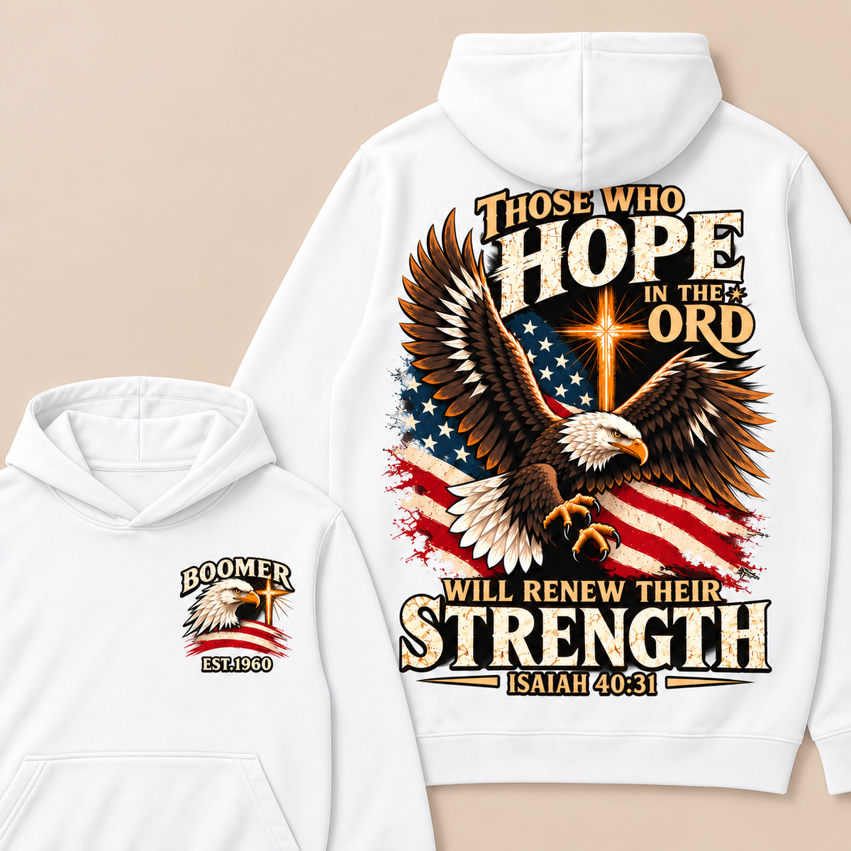 Custom EST.Year Those Who Hope In The Lord Will Renew Their Strength | Isaiah 40:31 Hoodie