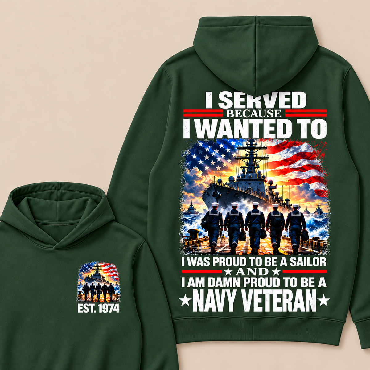 I Served Because I Wanted To I Was Proud To Be A Sailor And I Am Damn Proud To Be A Navy Veteran Custom Year Hoodie